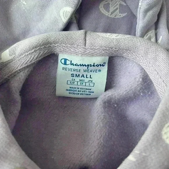 Limited Edition Lilac All Over Print Champion Sweatshirt- Size Small - Picture 7 of 9